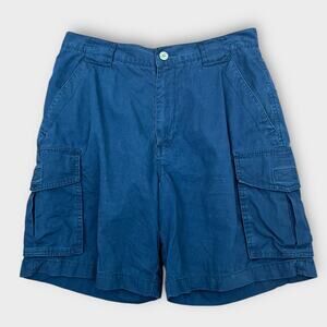 Men's Vintage Red Turtle Blue Flap Pocket Cotton Flat Front Shorts Size 32